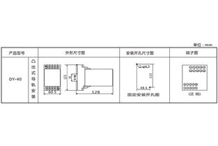 dy 47导轨式电压继电器开孔尺寸及产品图片 上海上继科技